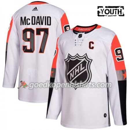 Edmonton Oilers Connor McDavid 97 2018 NHL All-Star Pacific Division Adidas Wit Authentic Shirt - Kinderen